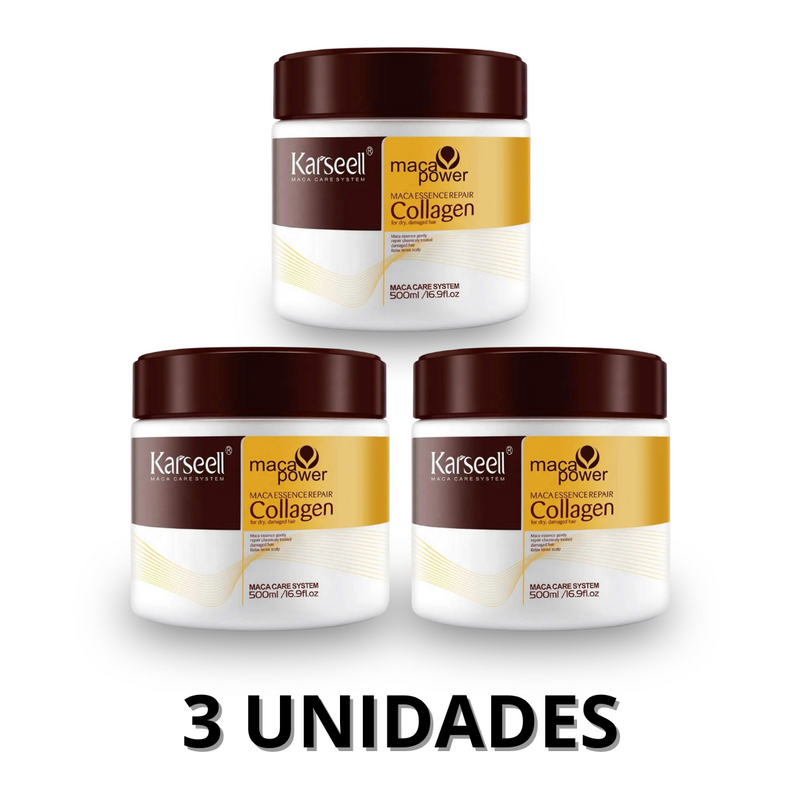 Máscara Karseell Collagen 500ml - Tratamento Capilar para Hidratação e Brilho
